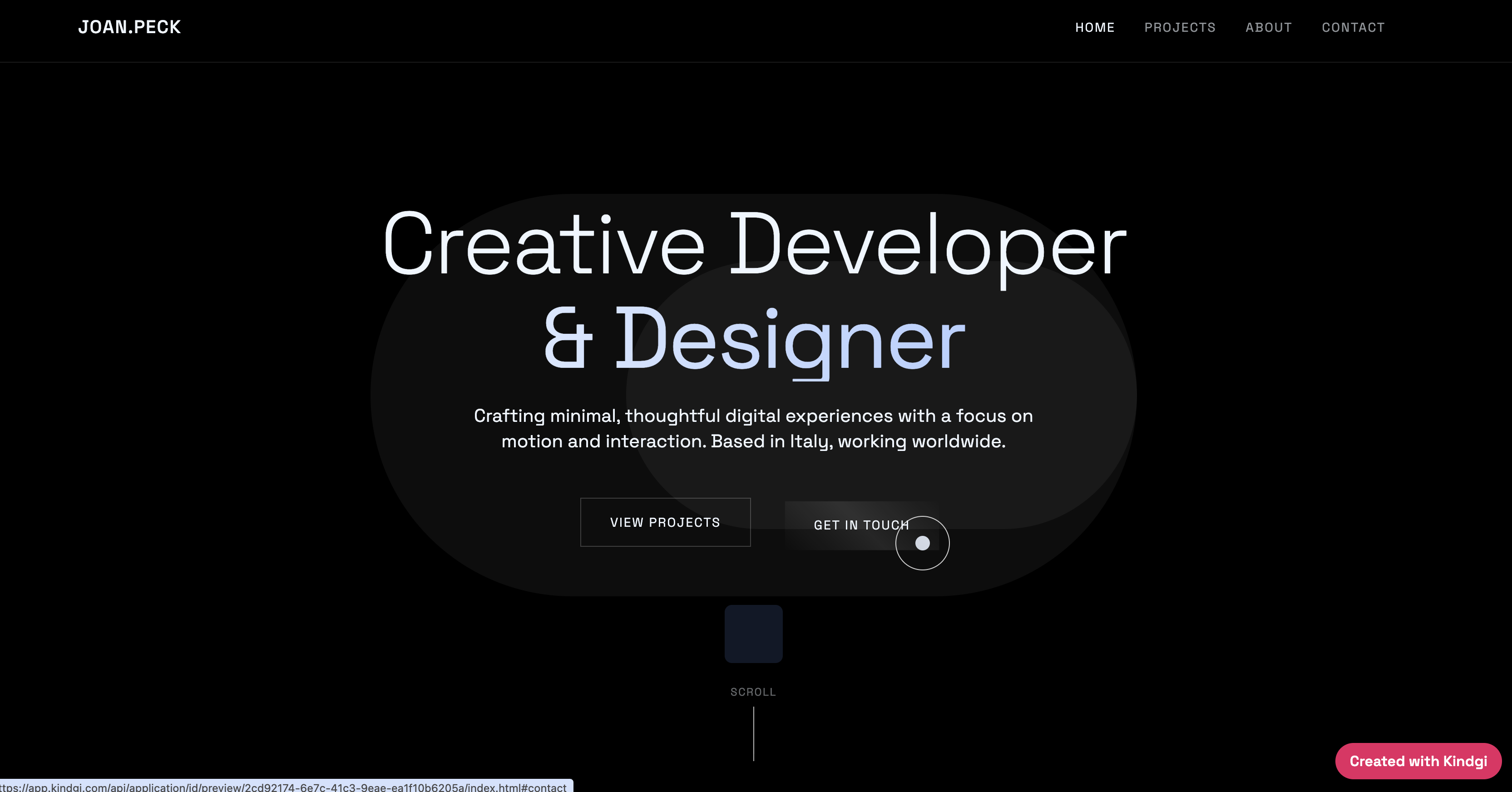 Joan Peck Creative Developer Portfolio Website